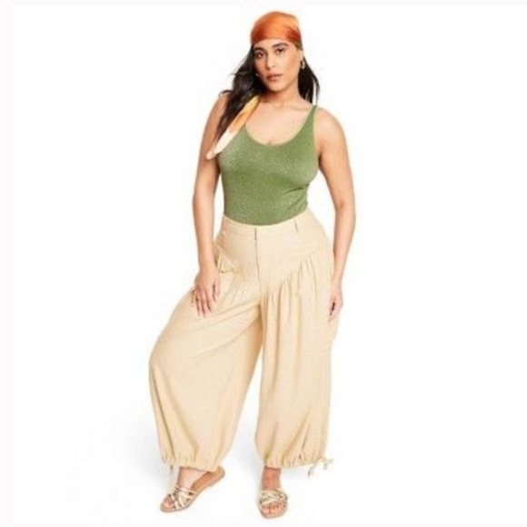 Fe Noel X Target Metallic High Leg Cheeky One Piece Swimsuit Dark Olive 1X NWT - Picture 8 of 9